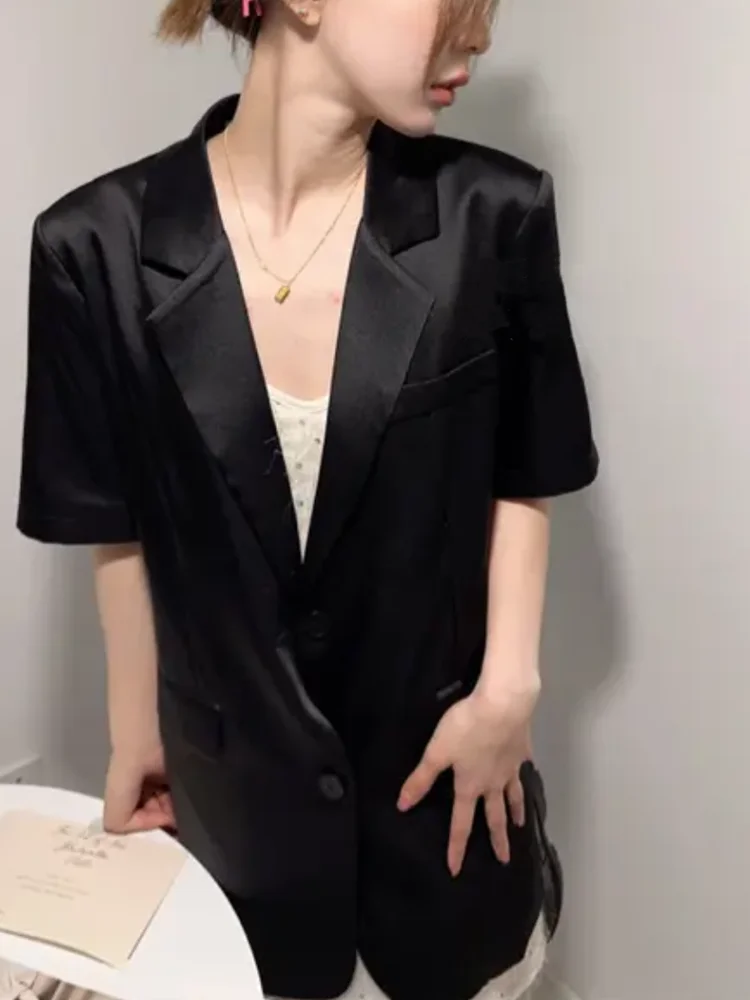 Acétate Satin ort Sve costume Jaet femme décontracté mince Design Ba fendu loisirs Aosphère haut d'été Quali Faion