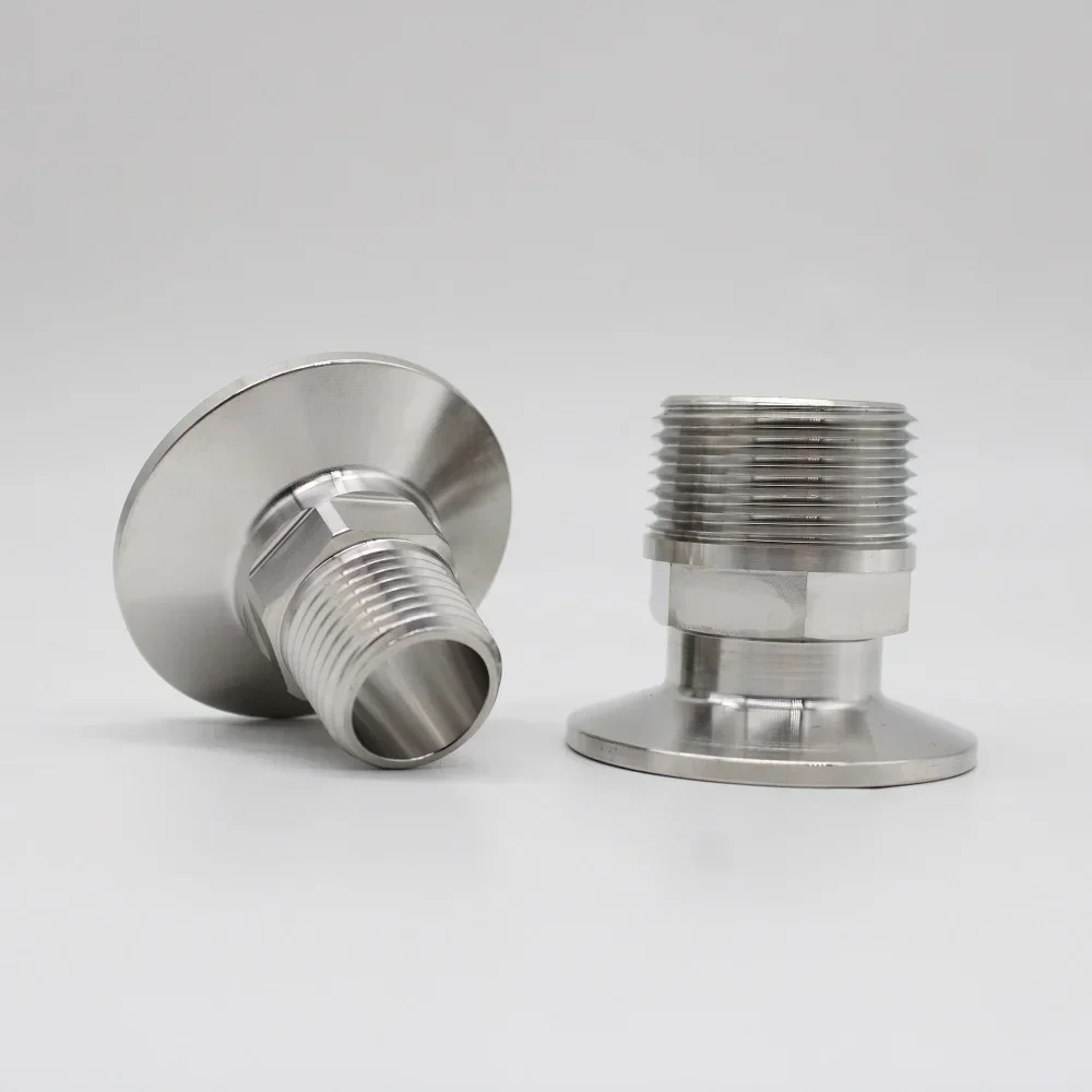 High quality three clamp NPT male adapter SS304 homemade supply accessories connector stainless steel ferrule