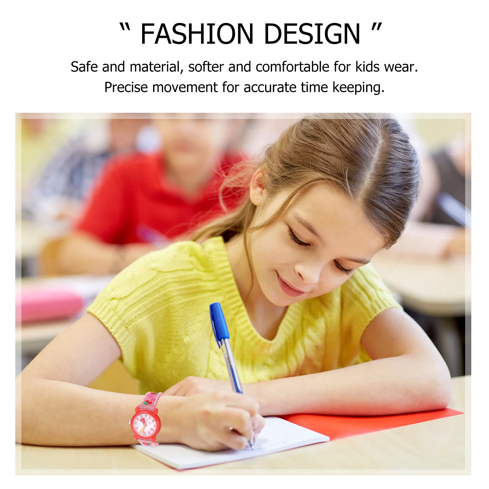 1 Uds. Reloj para estudiantes con dibujos animados, resistente al agua, patrón de flor de cerezo de cuarzo para niños, cómoda banda ajustable de silicona