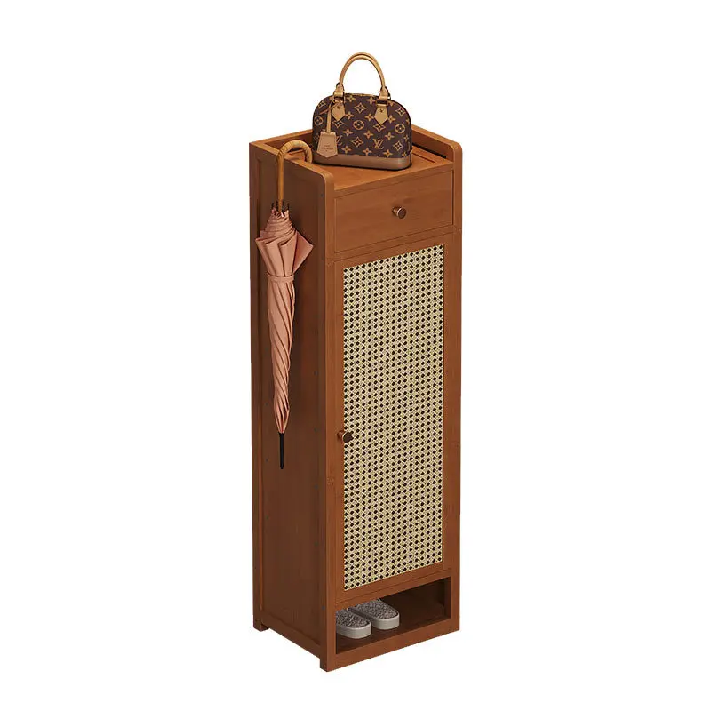 Beautiful Entrance Small Narrow Strip Door Dust-proof Shoe Cabinet  Bamboo Storage Shoe Rack No Space Occupation Home Shoe Stand