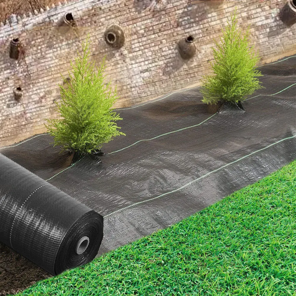 Black PP Weed Barrier Fabric Durable Gardening Mat Grass Ground Cover for Agriculture Orchard Landscape Control Weed Grow Mulch