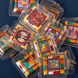 Tibetan Tangka Green Tara Buddhism Keychains Small Pendants Pocket Fengshui Key Chain Buddhist Decoration