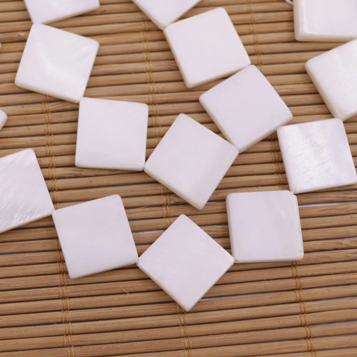 10mm 15mm White Mother of Pearl Shell Square Shape Loose Beads 15