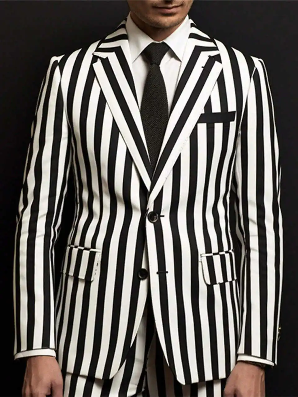 Spring Fashion Striped Men Pants Suits Holidays Party Prom Formal Wear Customized Groom Wedding Tuxedos 2 Pieces
