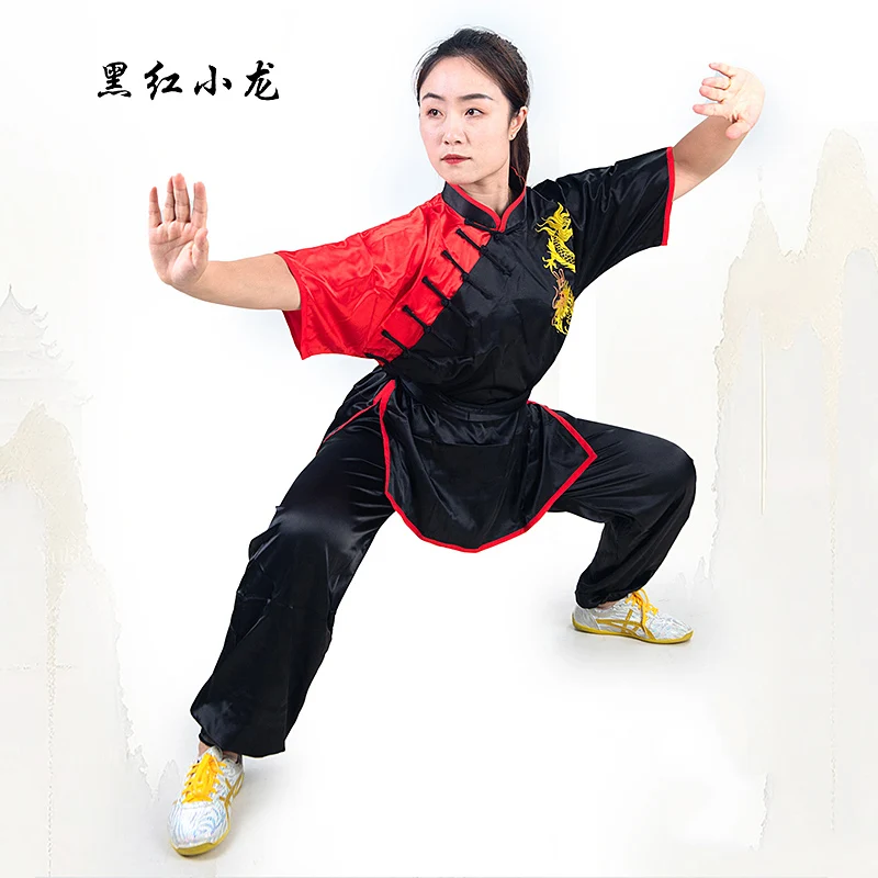 New Unisex Children's Competition Performance Martial Arts Tai Chi Suit with Sequins Color Blocking Polyester Multiple Colors