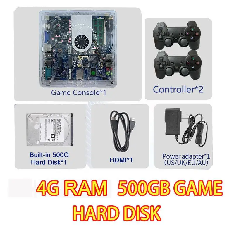 AAA+ 1037u 4G RAM Retro Super Console U7 500G HDD over 70000+ Classic Games for Wii PS2 SS DC PSP GameCube Plug and Play on TV