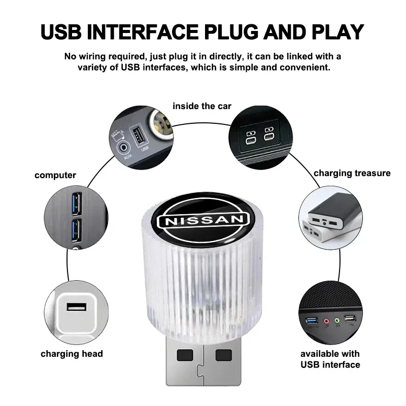1 قطعة USB صغير LED سيارة ضوء السيارات الداخلية مصباح لتهيئة الجو لنيسان نيسمو ألميرا تيدا جوك Teana قاشقاي 350Z 370Z GTR #4