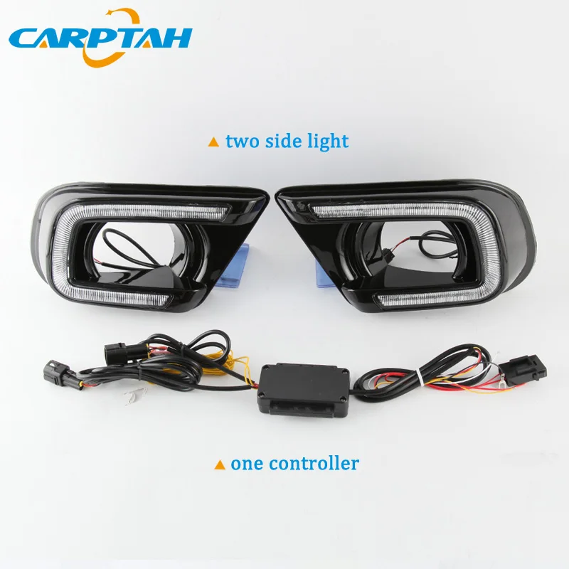 Car LED DRL 12V Daytime Running Lights For Dodge Journey 2014 2015 2016 Yellow Turn Signal Night Blue Running Lamps Car Foglamp