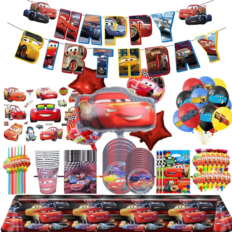 New Cars Birthday Party Decorations Kid Favorite Racing Car Lightning McQueen Paper Cup Plate Napkin Boy Girl DIY Party Supplies