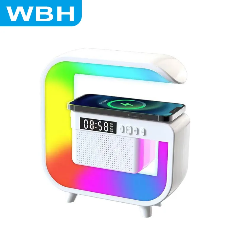 

WBH Multifunction Wireless Charger Pad Stand Speaker TF RGB Night Light Fast Charging Station for iPhone Samsung Xiaomi Huawei