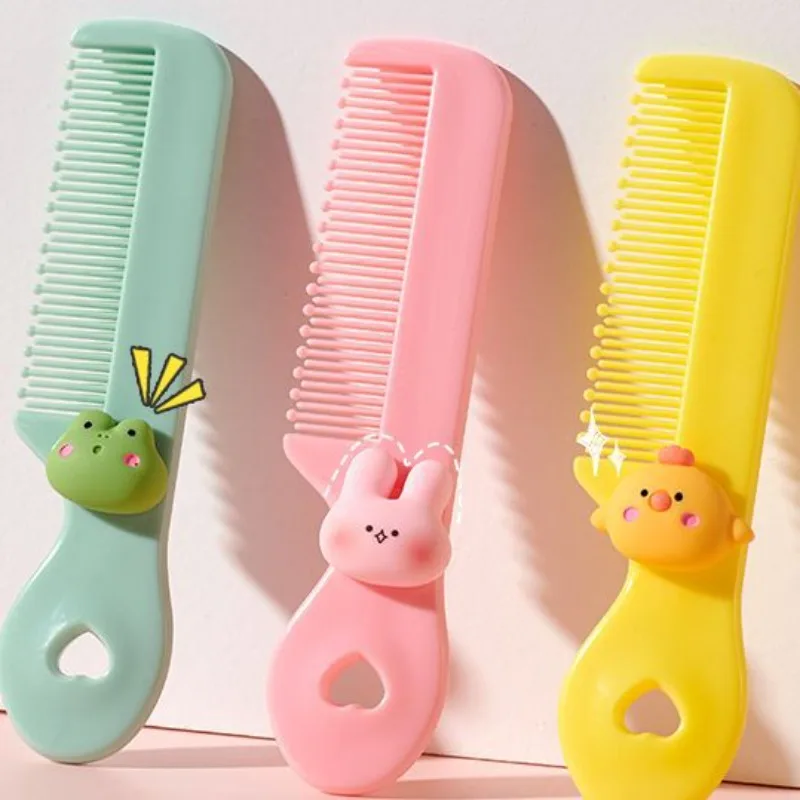 1pcs Cute and Safe Mini Cartoon Plastic Hair Brush - Portable and Convenient Small Hair Comb in Candy Colors