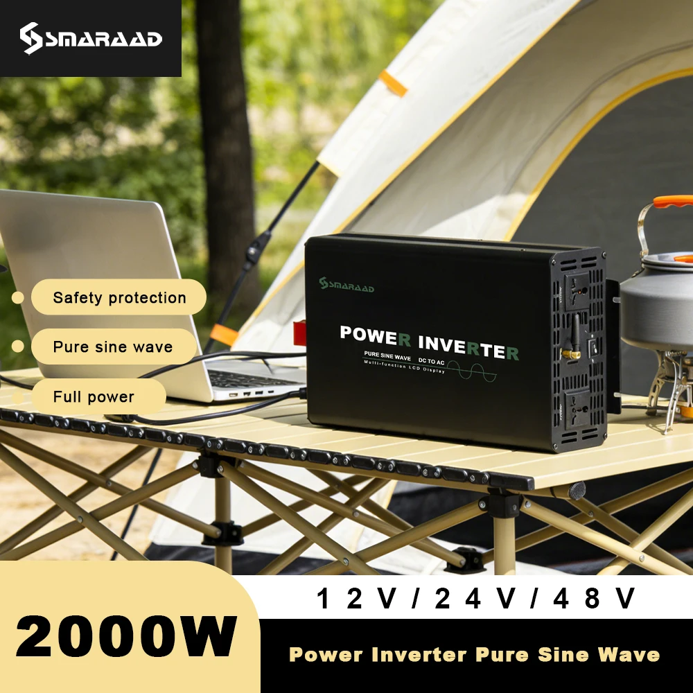 

2000W Pure Sine Wave Inverter DC 12V 24V To AC 220V 50Hz Off Grid Power Inverters