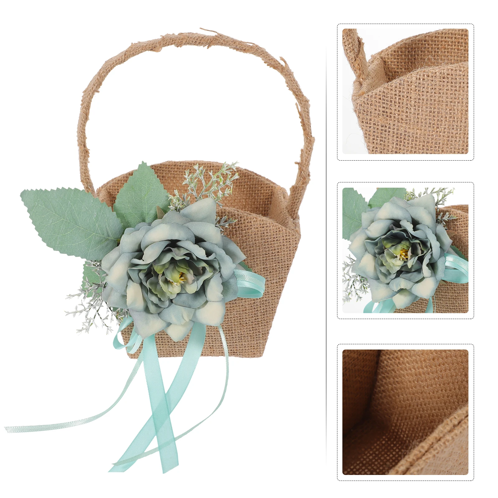 

Linen H held Flower Basket 5857 Blue Sprinkling Rustic Wedding Baskets Gifts Petal Storage Bride Safe