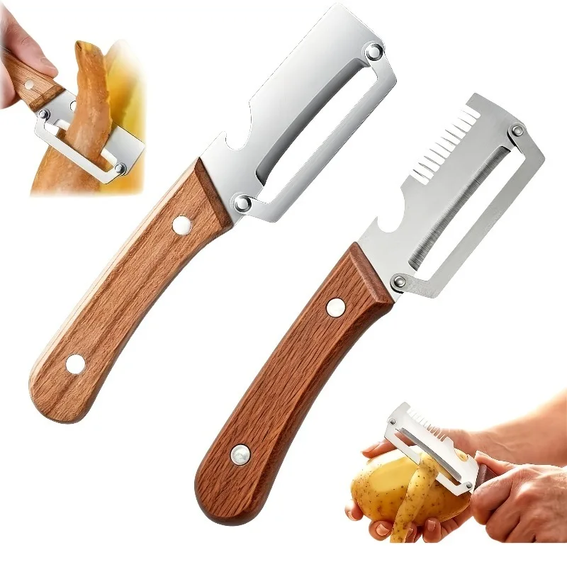 Stainless Steel Multi-Functional Peeler and Bottle Opener，Shred Cutting Tool，Easy to Use