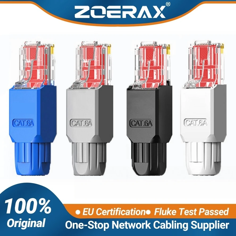 ZoeRax 1PCS Tool-Free RJ45 Connector, CAT6A CAT5E CAT6 Field Termination Plug, RJ45 Tool Less Gold Plated Modular Plug,