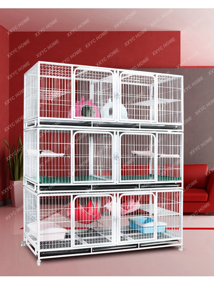 Three layer cat cage with partition multi-layer breeding cage foster cage household large cat cage dog cage cage pour chat