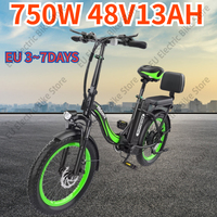 HD-C1 Electric Bike 750W Brushless Motor 48V13AH Lithium Battery 40km/H Adult E Bike 20-inch Tire City Folding Electric Bicycle