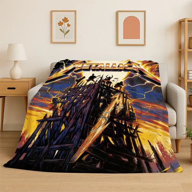 Metal Band M-Metallica Thrash Cartoon Soft Flannel Throw Blanket,Cozy Blanket for Bed,Couch,Sofa,Bedroom,Living Room,Picnic