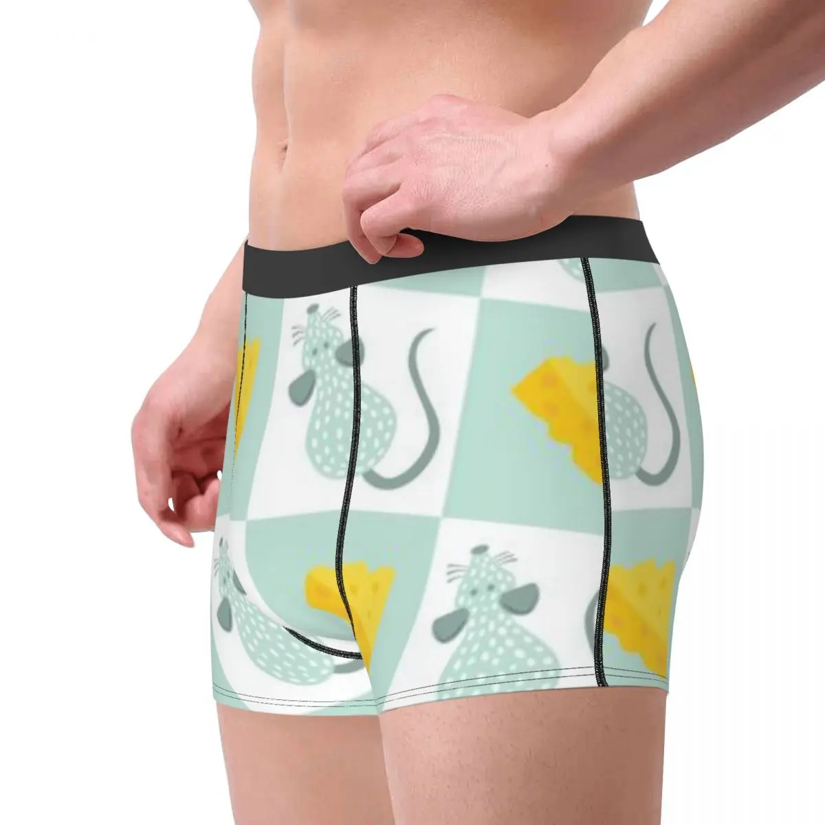 Mens Boxer Sexy Underwear Mouse And Cheese Underpants Male Panties Pouch Short Pants