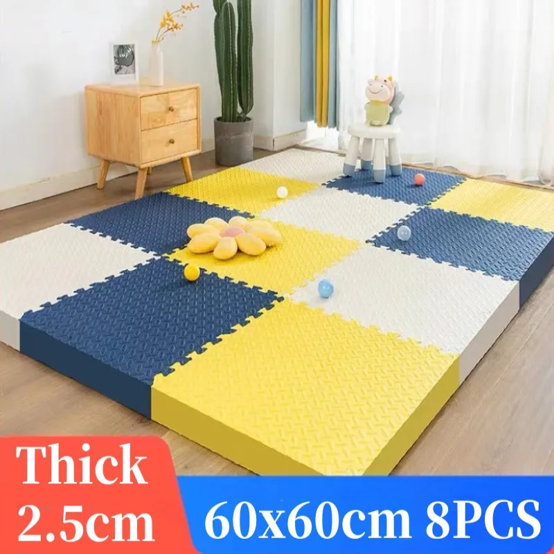 Tapis de jeu en polymère pour bébé, 8 pièces, 60x60cm, 2.5cm