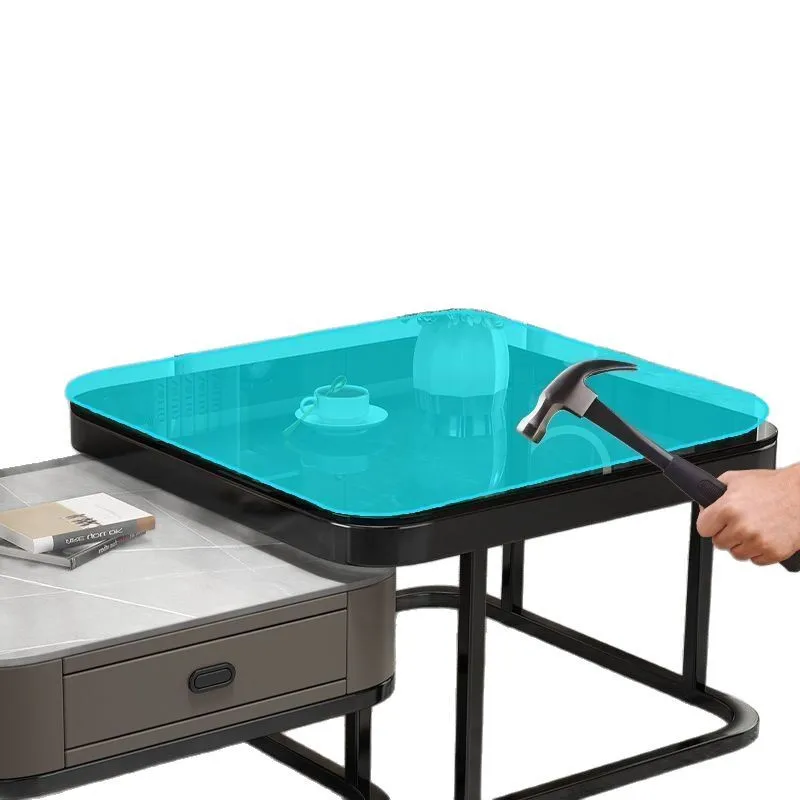 

Square coffee table living room household light luxury rock slab small apartment modern simple new small table