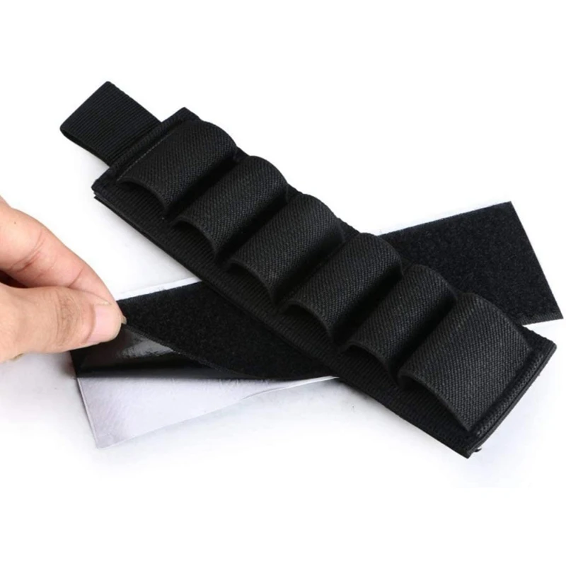 6 Round Buttstock Holder Rifle Cartridge Shotgun Ammo Carrier Adhesive Side Saddle Nylon for 12Ga Hunting Rifle Accessories