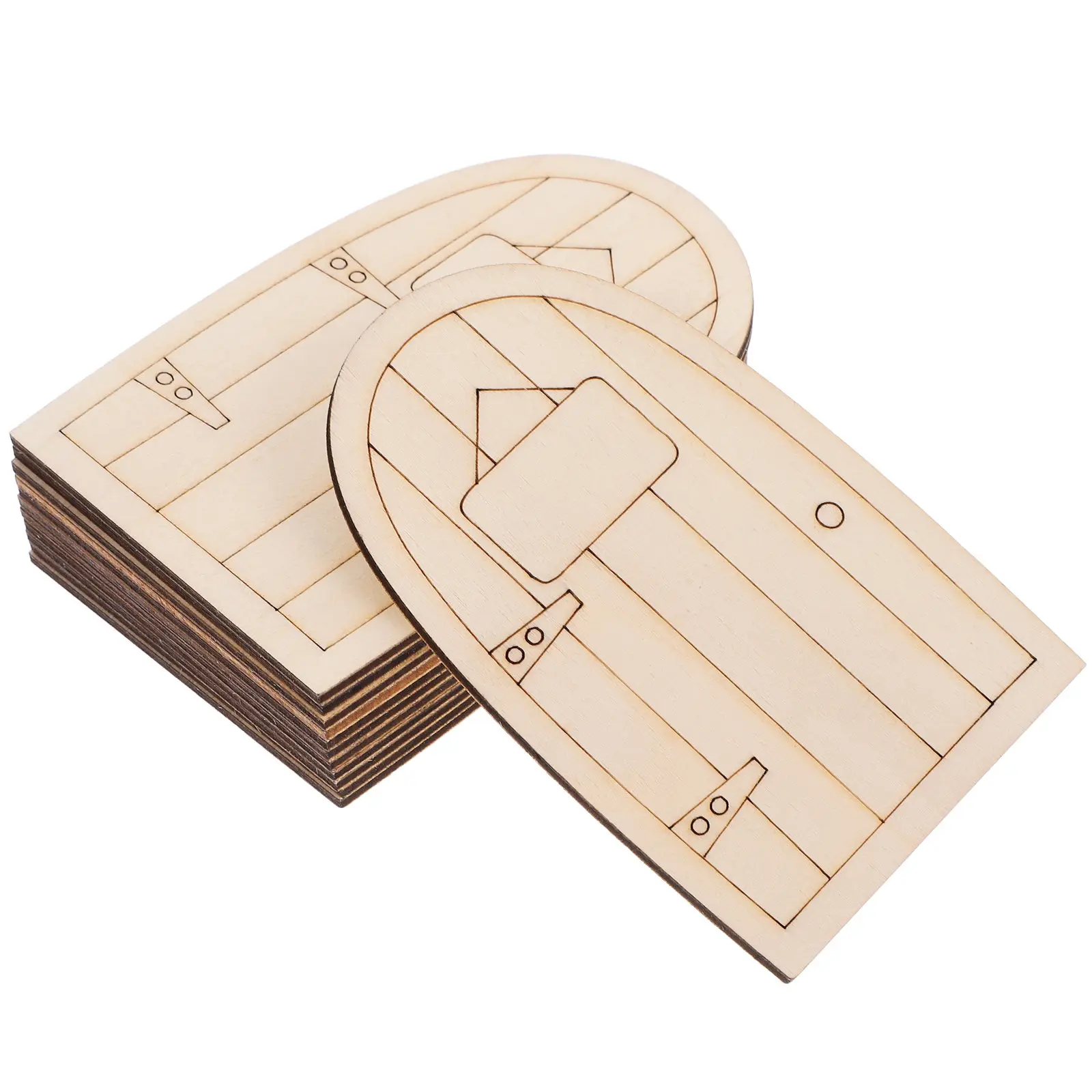 12Pcs Wooden Fairy Doors Unpainted Miniature Garden Decor Outdoor Accessories for Garden DIY Fairy House Kit Creative Ornament