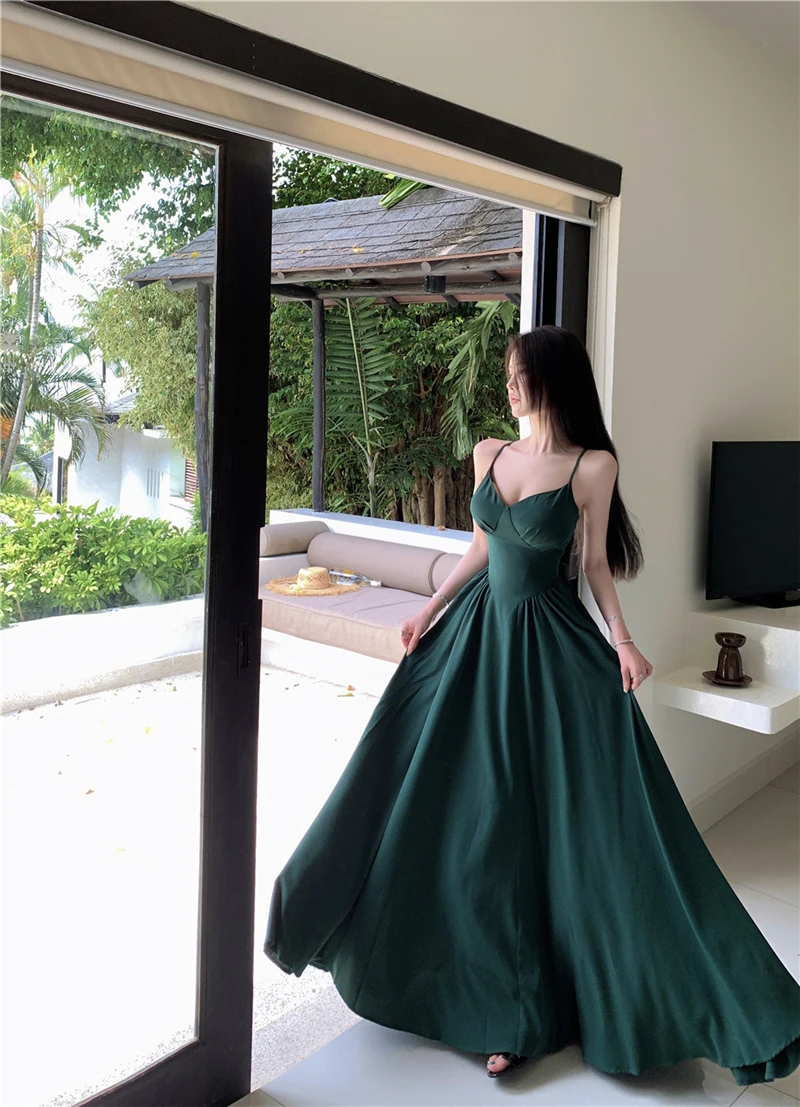 ผู้หญิงเซ็กซี่Backless ElegantชุดVคอSlimเอวLace Upชุดยาวฤดูร้อนพรหมเสื้อผ้าหญิงชุด