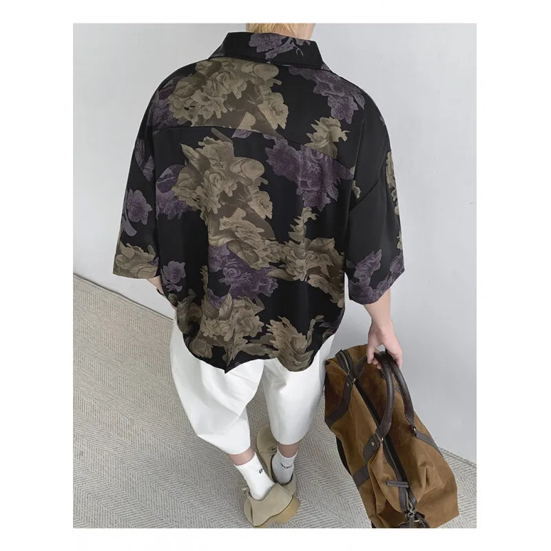 Summer Short Sleeved Shirt Men Fashion Printed Casual Shirt Men Streetwear Korean Loose Flower Shirts Mens Hawaiian Shirt M-2XL