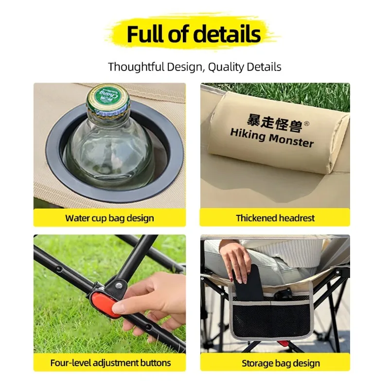 المحمولة في الهواء الطلق التخييم كرسي قابل للطي القطن ملء مقعد قابل للتعديل مسند الظهر السفر الصيد كرسي الشاطئ كرسي سطح السفينة سرير مفرد