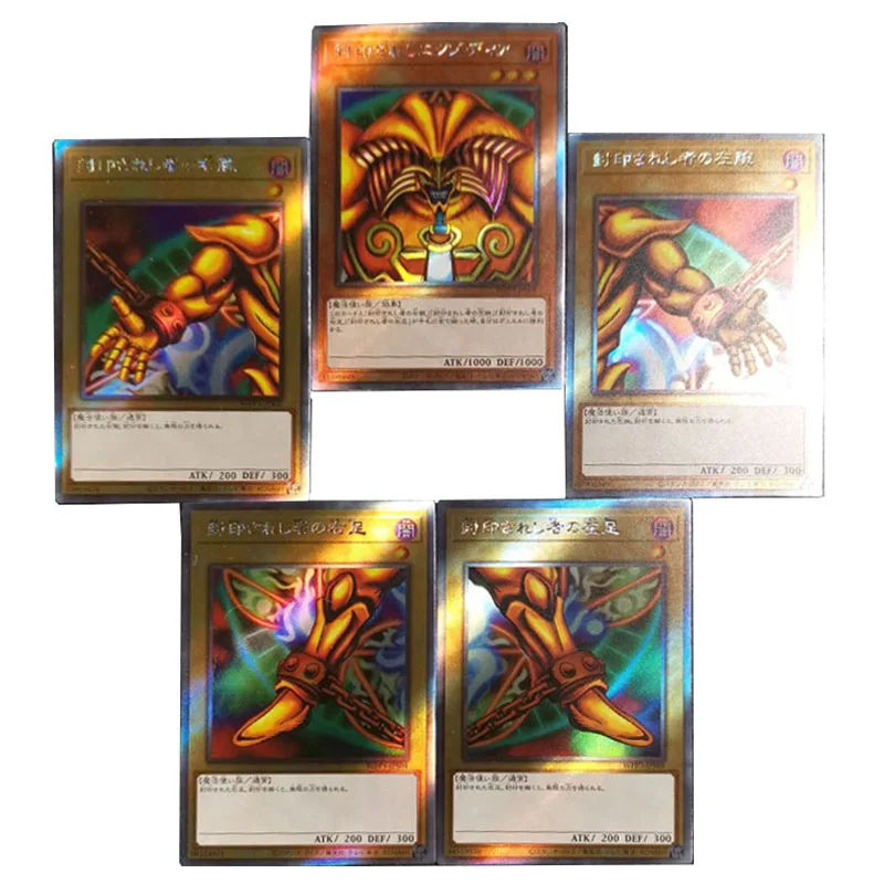 5PC/Set Anime Yu-Gi-Oh DIY ACG Game Boy Toy Collectible Card Christmas Birthday Present Holographic Flash Card Seal Exodia