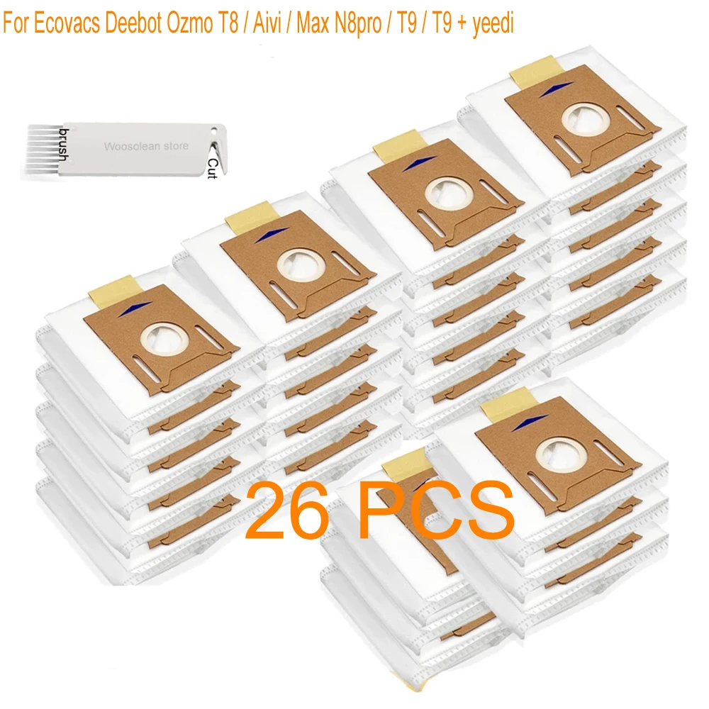 26 PCS For Ecovacs Deebot Ozmo T8 / Aivi / Max N8pro / T9 / T9 + yeedi vac Station Robot Vacuum Cleaner Dust Bag Parts