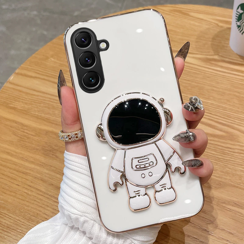 For Samsung Galaxy A07 A17 Case Astronaut Stand Plated Bezel Silicone Shell For Samsung Galaxy A07 A17 Cover Fundas