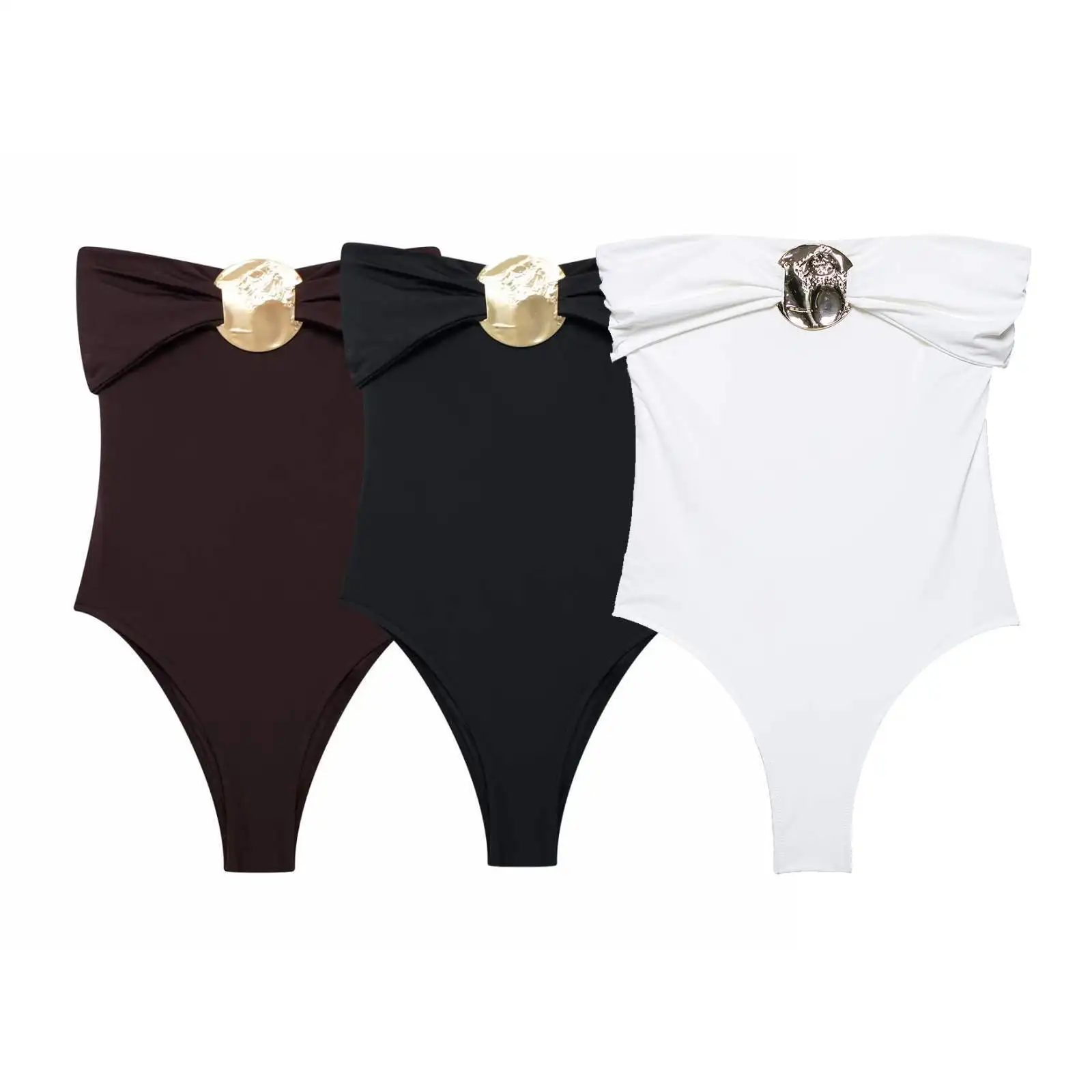 Fashion Summer New One-piece Swimsuit Women's Metal Decoration Sexy Style