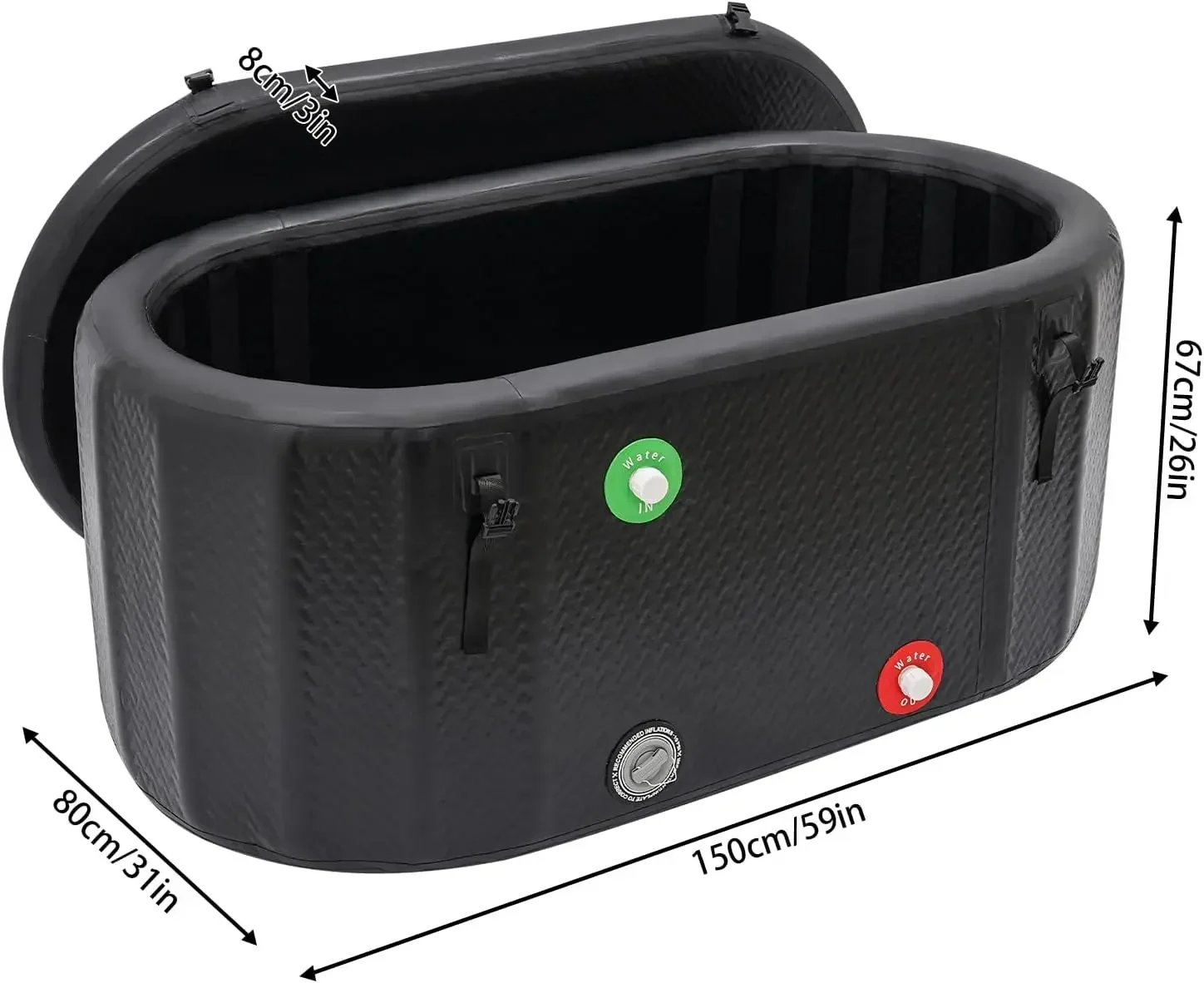 

NEWEST 370L/97.7Gal Inflatable Portable Hot & Ice Tub with Cover & - Heavy-Duty PVC Freestanding Spa Pool