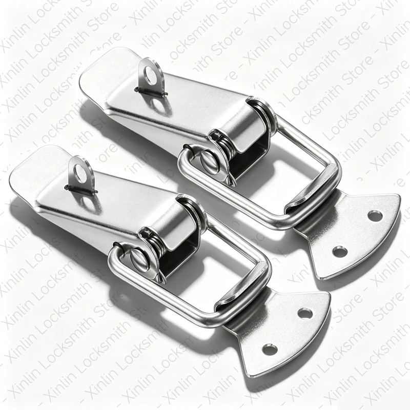 2/4/6/8 Pieces J106 Spring Loaded Toggle Latch Hasp Clamp Clip Lock Silver Duck Mouth Latch for Tool Box Chest Wooden Case