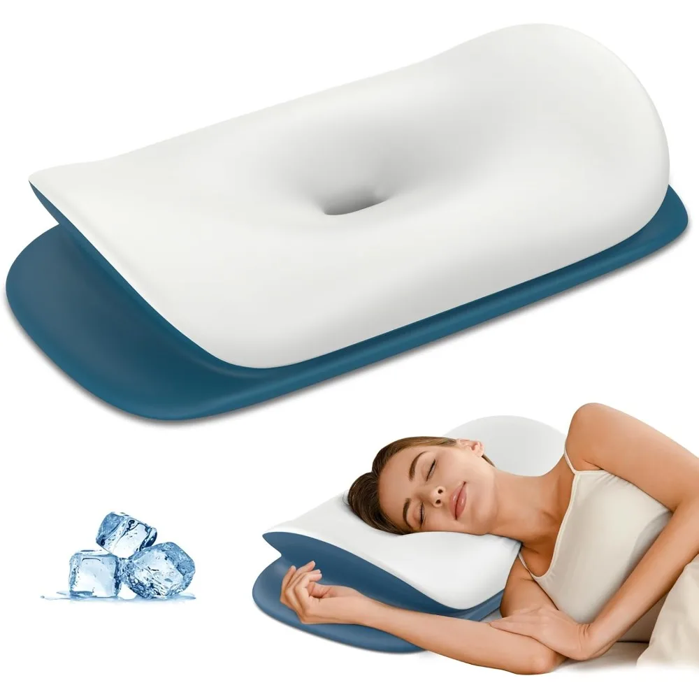 

Cervical Neck Pillow for Pain Relief - Ergonomic Memory Foam Contour Pillows for Side, Back & Stomach Sleepers, Cervical Pillow