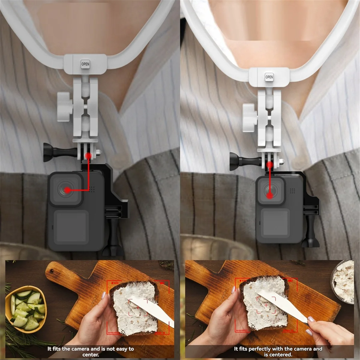 RISEN عمل كاميرا العمودي الذراع قوس ل Gopro بطل 12 11 10 9 8 7 عمل 4 3 Selfie عصا محول تركيب