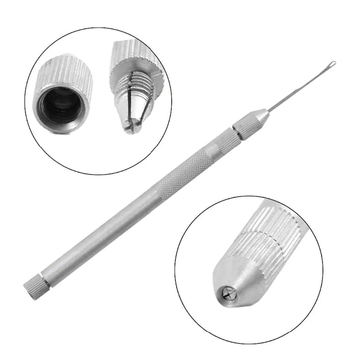 Hair Extension Tools 3 Knitting Hook Needles+1 Holder+1 Pulling Needle Loop Threader Ventilating Holder and Needles Kit