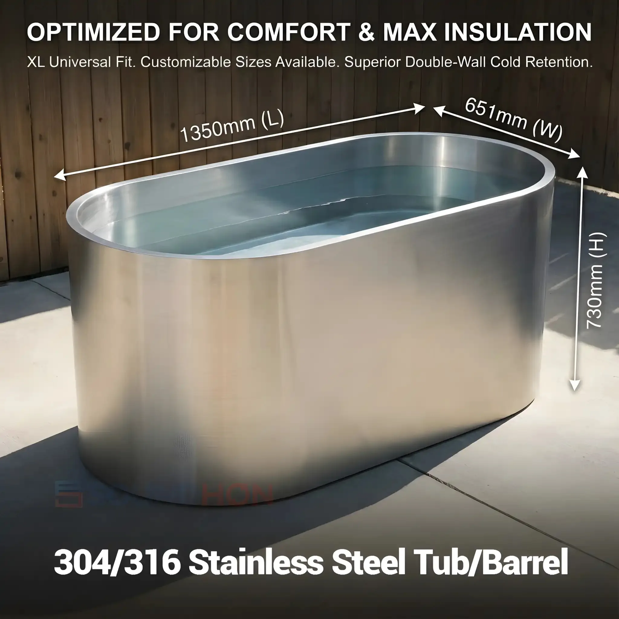 Premium Marine Grade 316 Stainless Steel Ice Bath Tub Anti-Corrosion Cold Plunge Pool for Luxury Wellness Spa