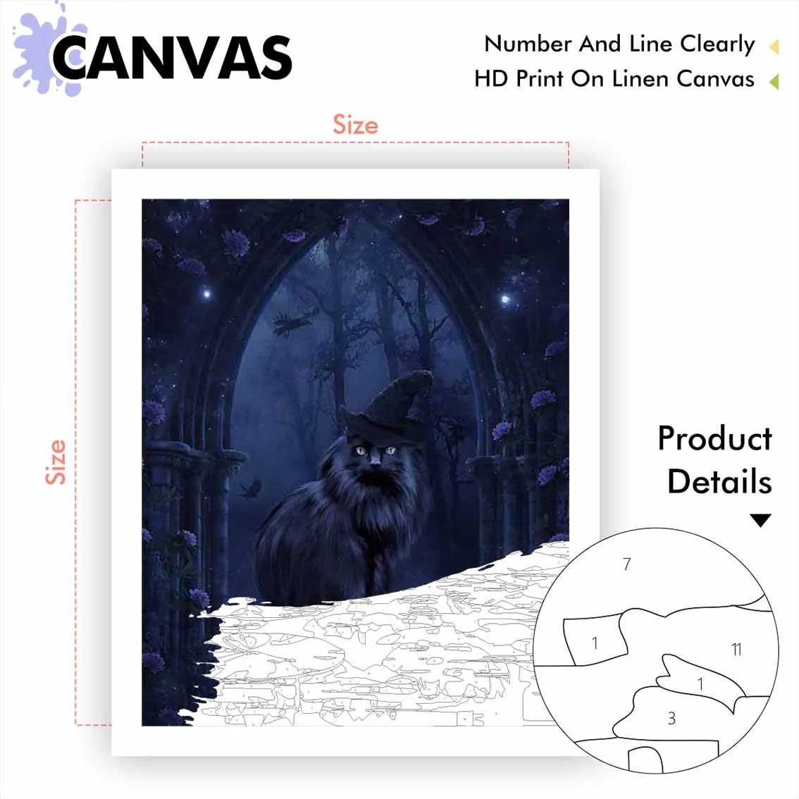 CHENISTORY Paint By Numbers Kill Time For Drawing Unframe Dark Cat Wall Art Picture Handicraft Handiwork Art Handwork Pictures