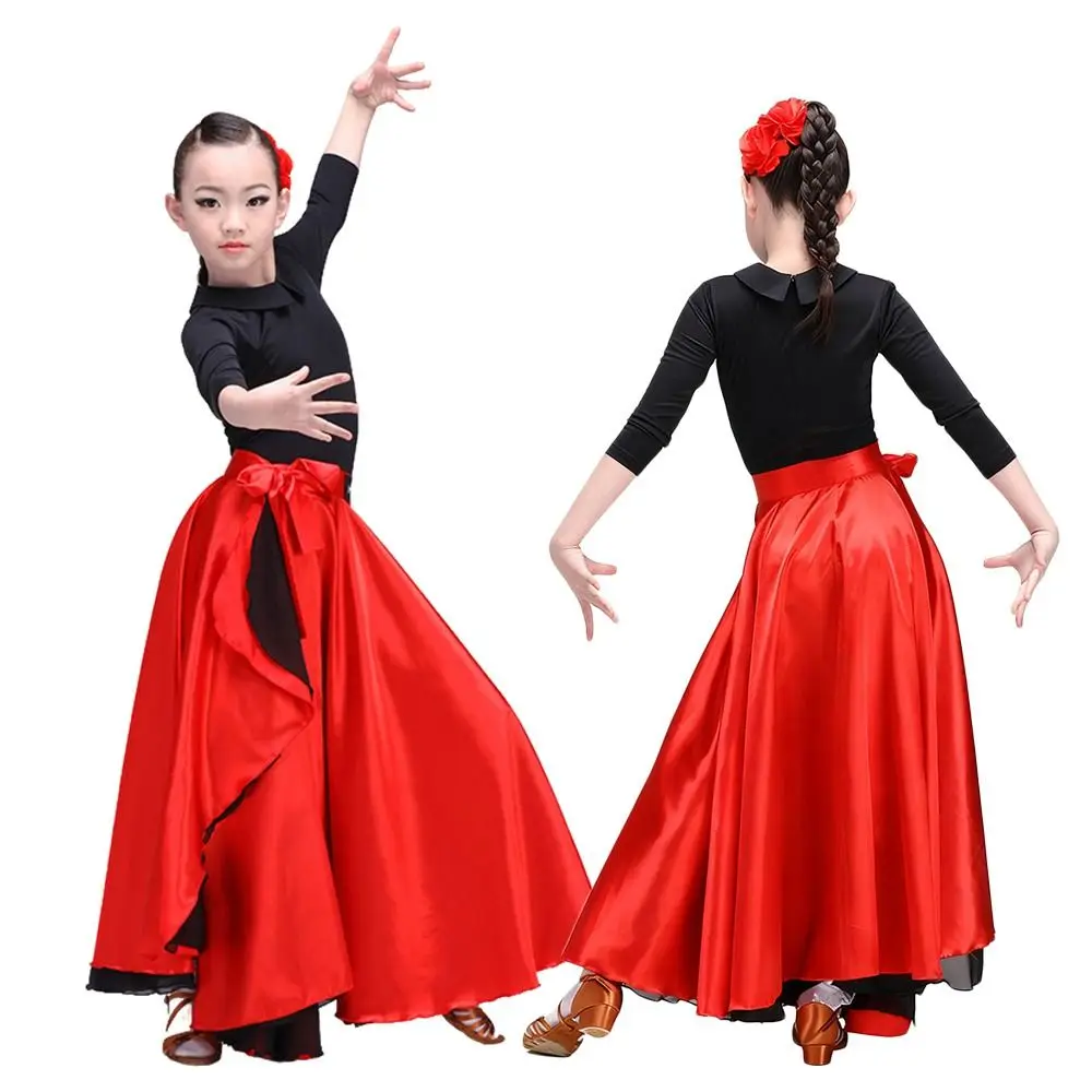 Smooth Spanish Flamenco Shawl Skirt Big Swing Party Belly Dance Costumes Polyester Ballroom Dance Gypsy Women Skirt Dance