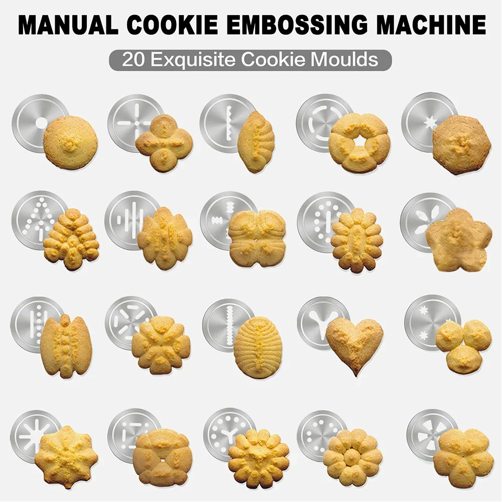 20pcs Cookie Press Machine Stainless Steel Biscuit Extruder Press Cookie Gun Kit Set DIY Biscuit Maker Baking Supplies