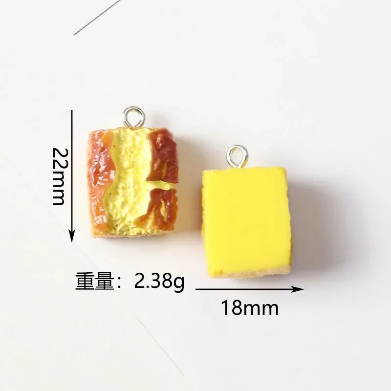 10Pcs Simulation Food Resin Charms Bread Cake Fried Egg Steamed Roll Pendants DIY Accessories For Phone Straps Keychains Jewelry