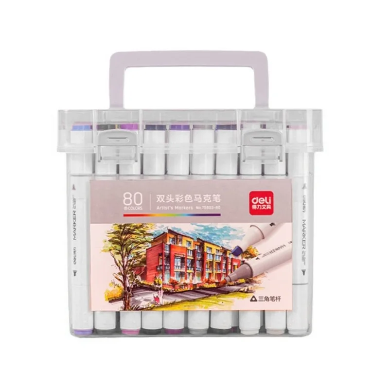 

Deli 70803-80 80 шт./кор. толстый тонкий двуглавый маркер, портативная ручка для рисования для студентов, 8 коробок * 80 шт. = 640 шт. в картонном наборе
