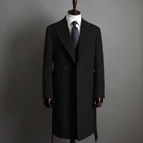 모던 남성용 피크 라펠 트렌치 코트, 슬림핏 더블 브레스트, 캐주얼 롱 비즈니스 연회 코트, 남성 코트 