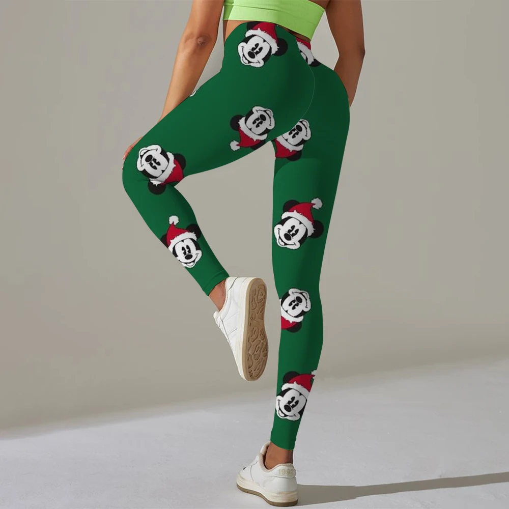 Disney mickey mouse impressão calças de yoga apertadas para mulheres push up sólido fitness esporte leggings senhoras ginásio correndo treino yoga pant