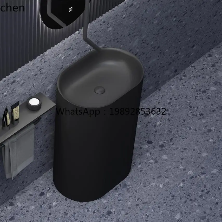 LYY ceramic ultra-thin edge rectangular ceramic hand washing column basin floor integrated column basin