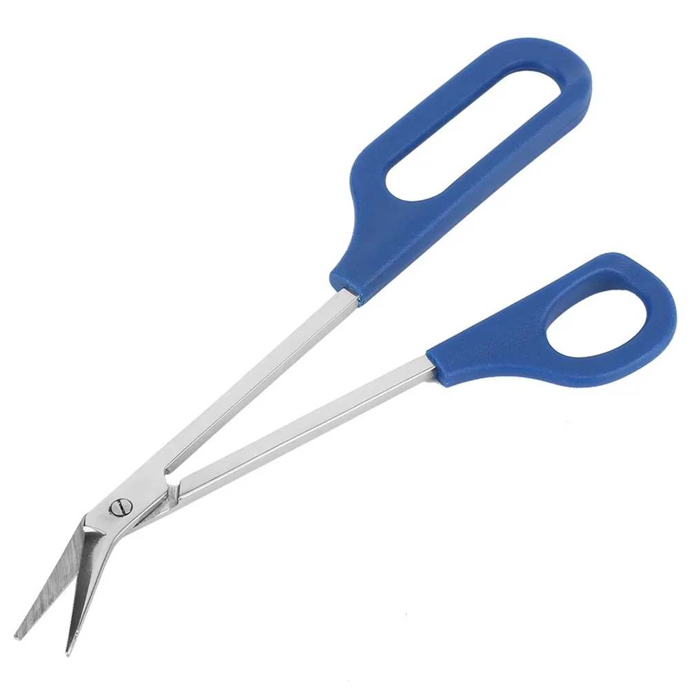 Stainless Steel Long Handle Scissors Bent Tip Long Handle Handcraft Scissors Blue Ergonomic Design Professional Scissors Adult
