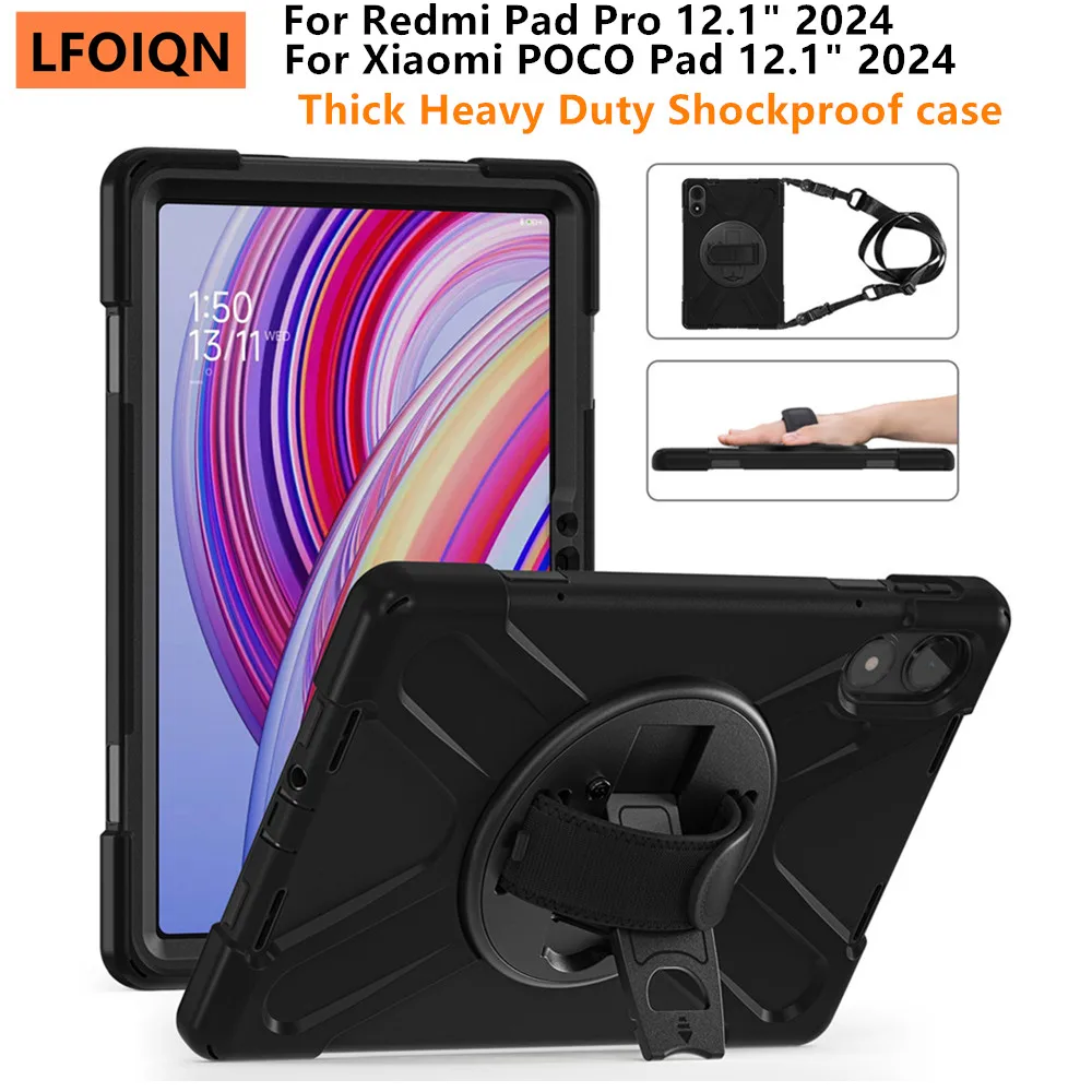 

LFOIQN Heavy Duty Shockproof Case For Redmi Pad Pro 12.1 / Xiaomi Poco Pad 12.1 Inch 2024 Tablet Kids Stand Silicon Cover Cases